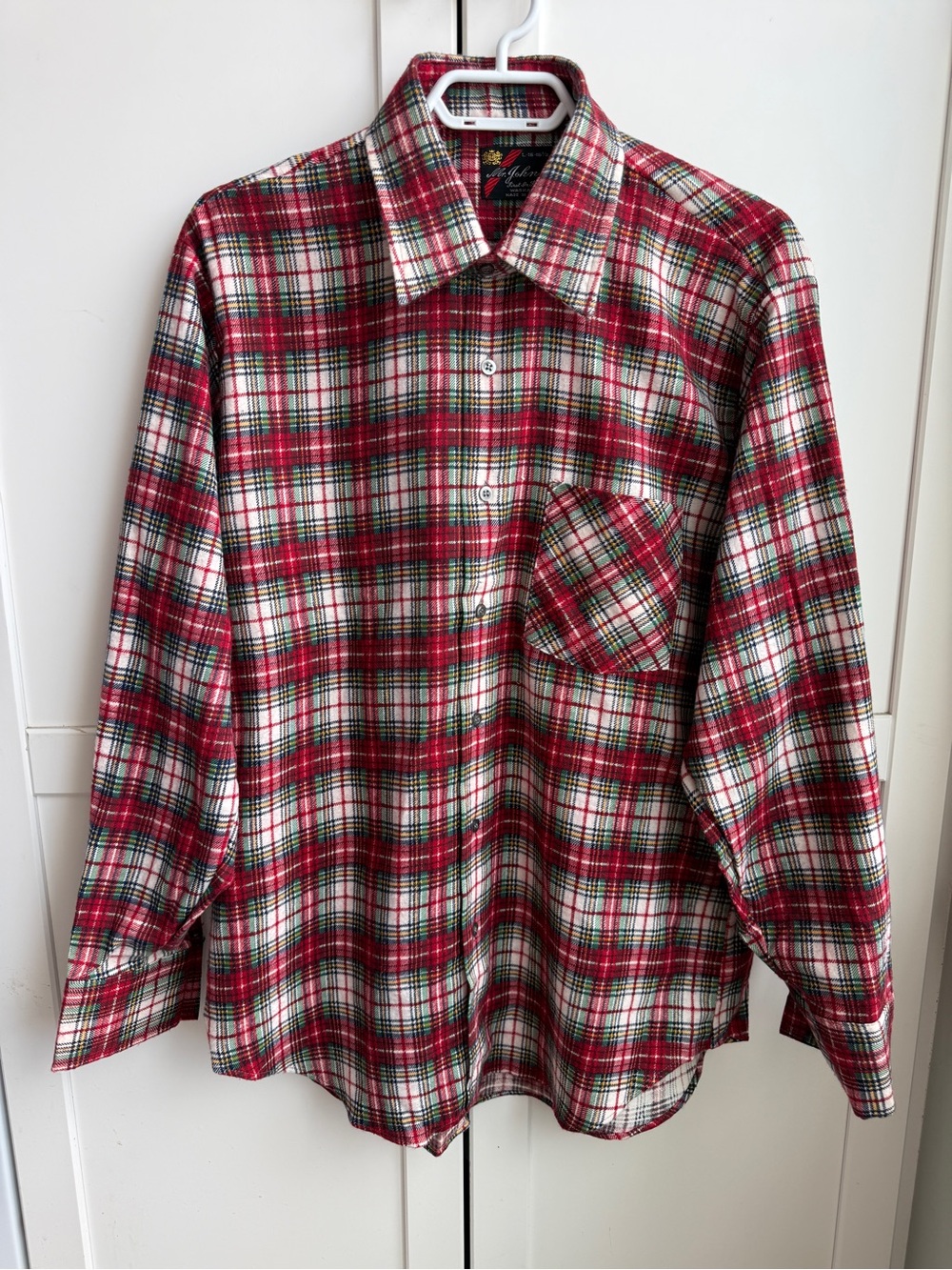 NOS Vintage Made in Canada Plaid Flannel Shirt Men’s L Lumberjack Cabincore